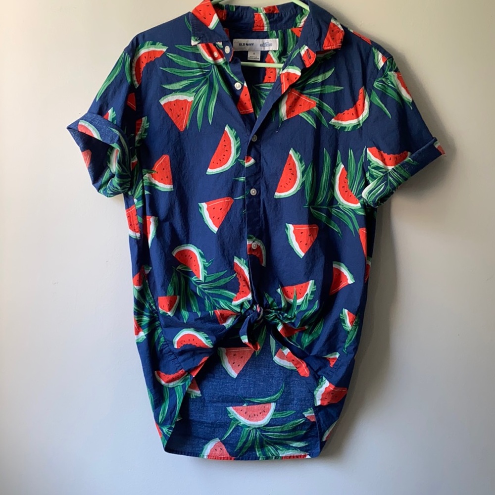 Old Navy Watermelon Print Collared Shirt